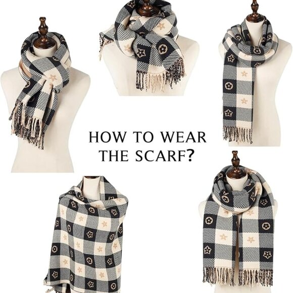 Cashmere Black Winter Scarf - Picture 5 of 7